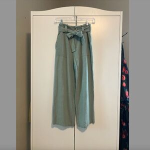 Elodie Women's Tie Front High Waist Pants, Seafoam Green, S